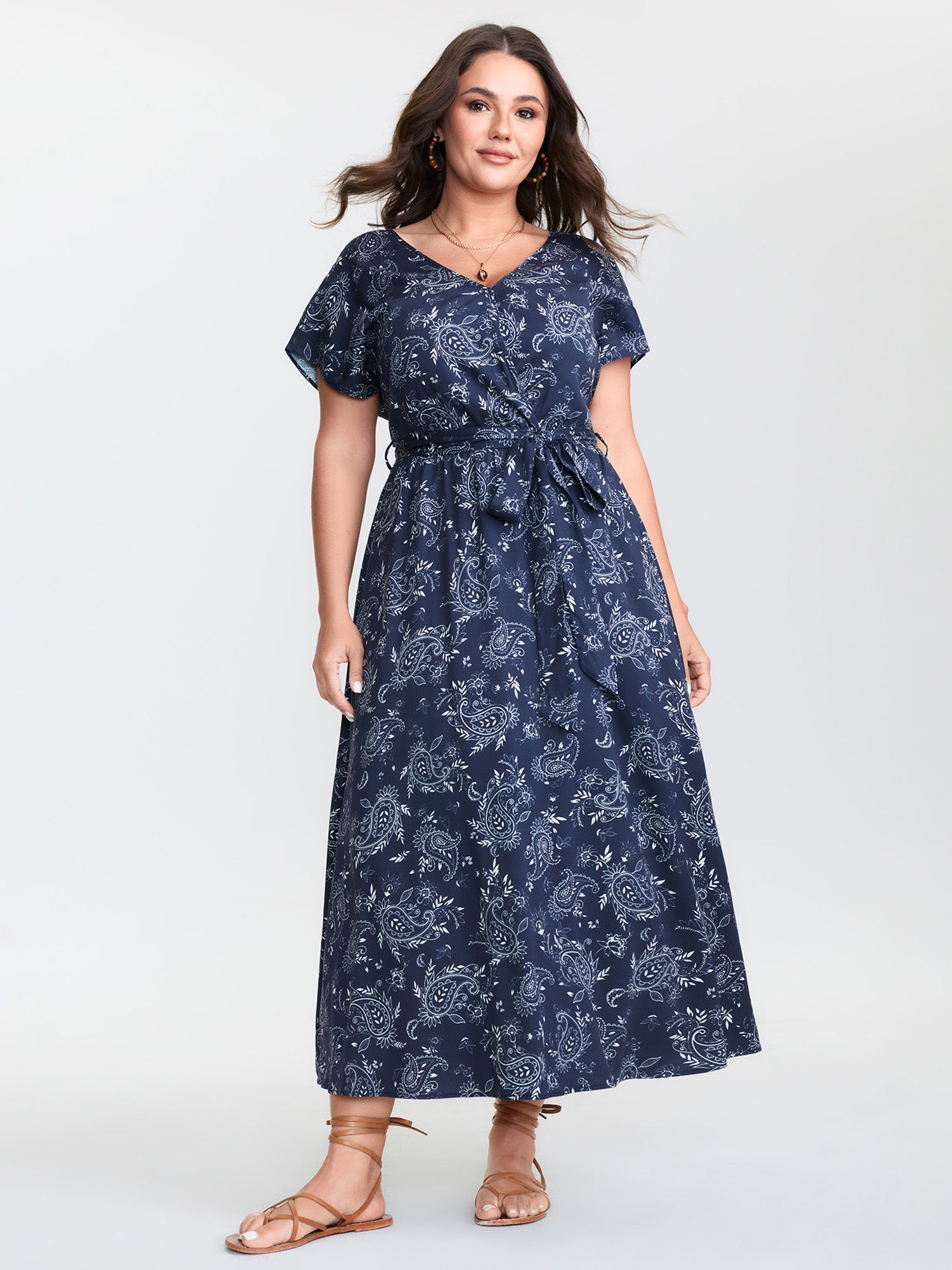 Floral Print Surplice Neck Mdii Dress