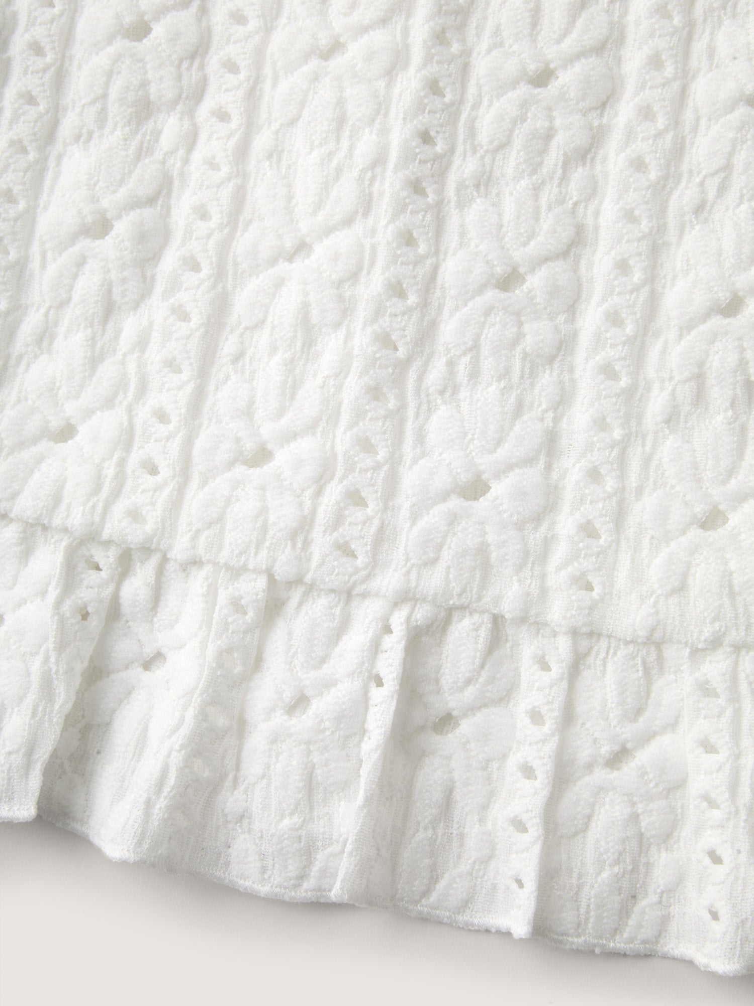 Floral Eyelet Trim Ruffled Hem Top