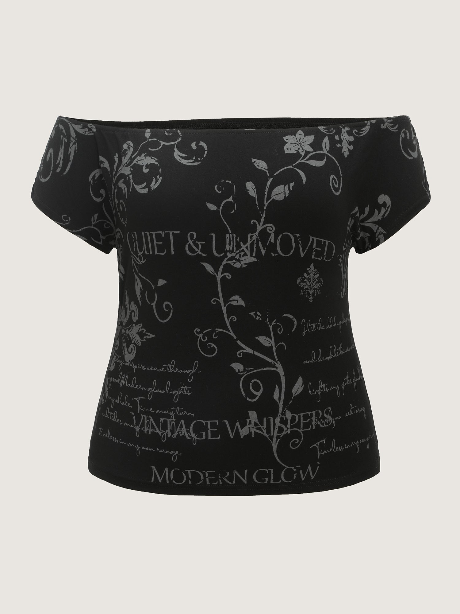 Cotton Floral Print Off-Shoulder T-Shirt