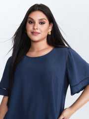 Ruffled Sleeve Round Neck Blouse