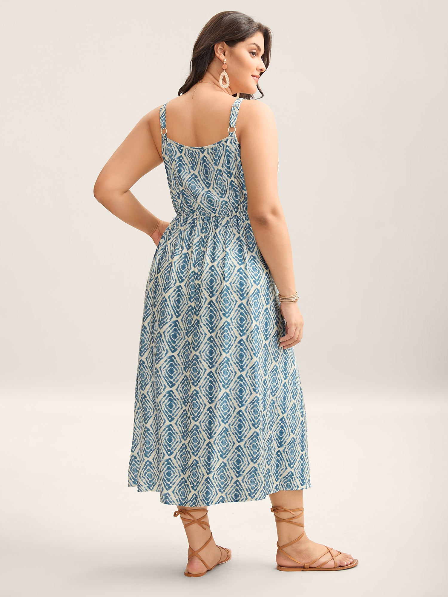 Wavy Print Cami Flowy Maxi Dress