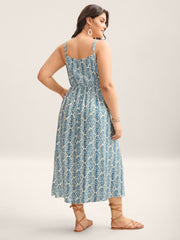 Wavy Print Cami Flowy Maxi Dress
