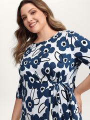 Floral Print Waist-Tie Blouse
