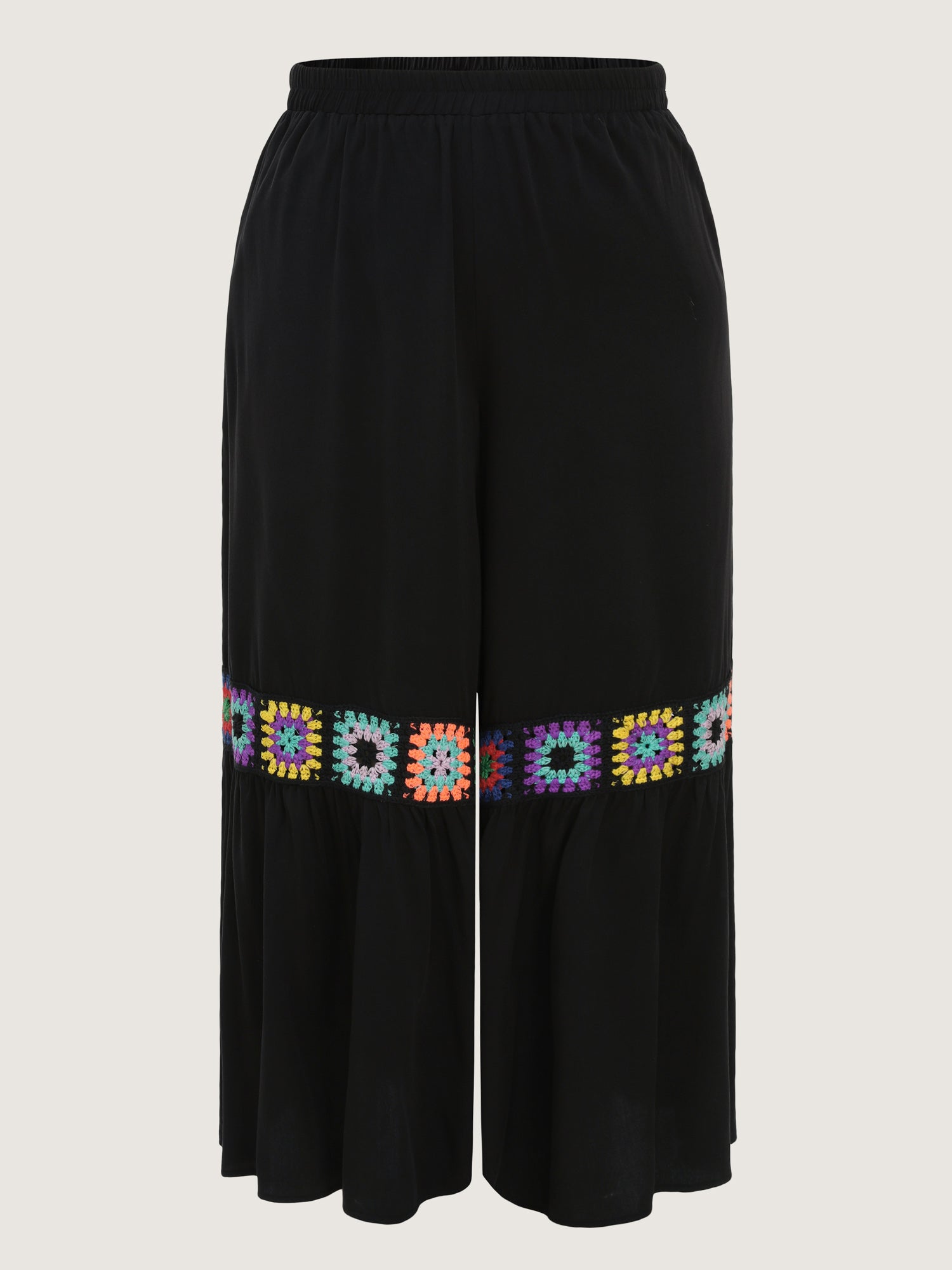 Colorful Crochet Floral Flared Pants