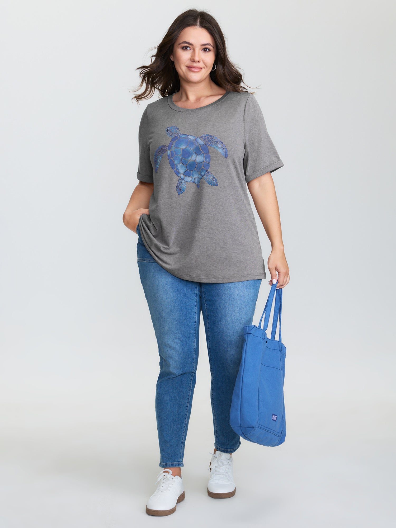 Supersoft Turtle Print Plain T-Shirt