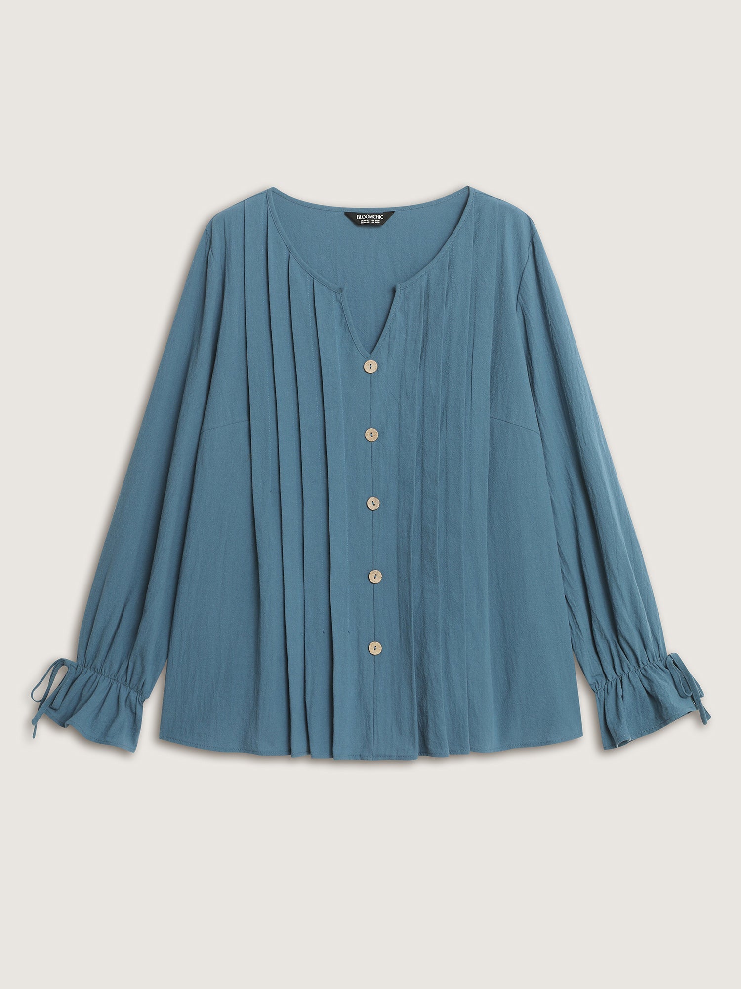Pure Cotton Toothpick Pleat Tie Blouse