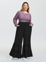 Stretchy Ruffled Hem Tiered Pants