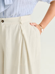 Cotton Linen Blend Wide-Leg Pants