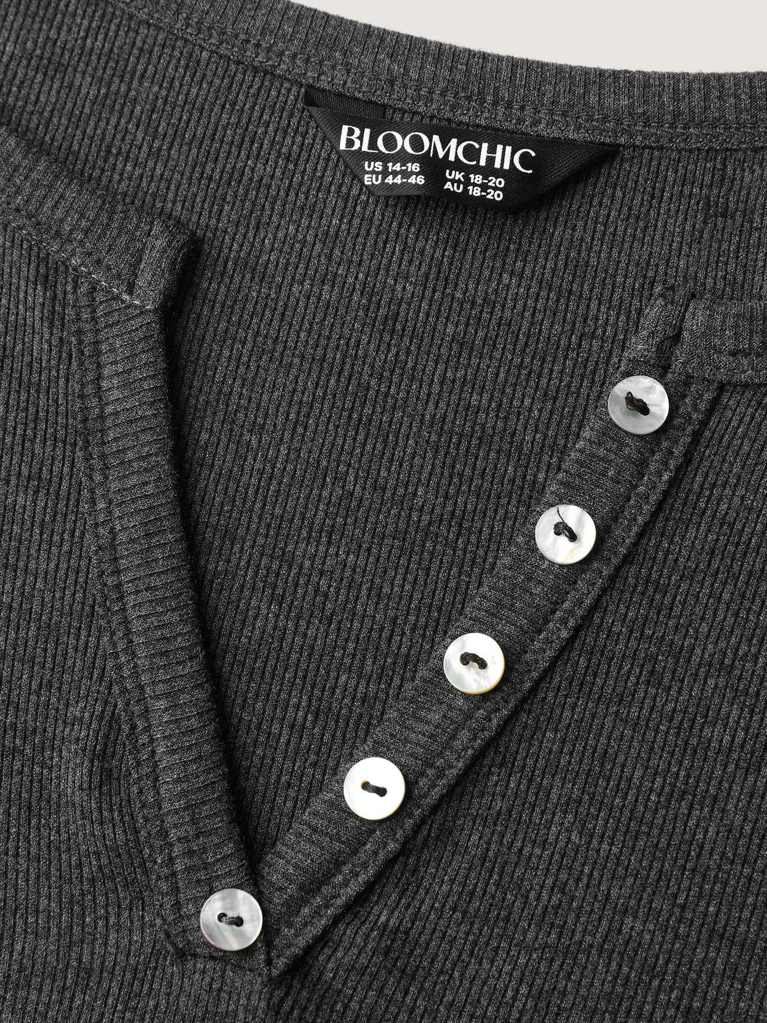 Supersoft Ribbed Split Neckline Fitted T-Shirt