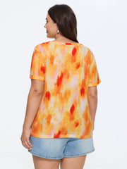 Cotton Gradient Blend Overlap Front T-Shirt