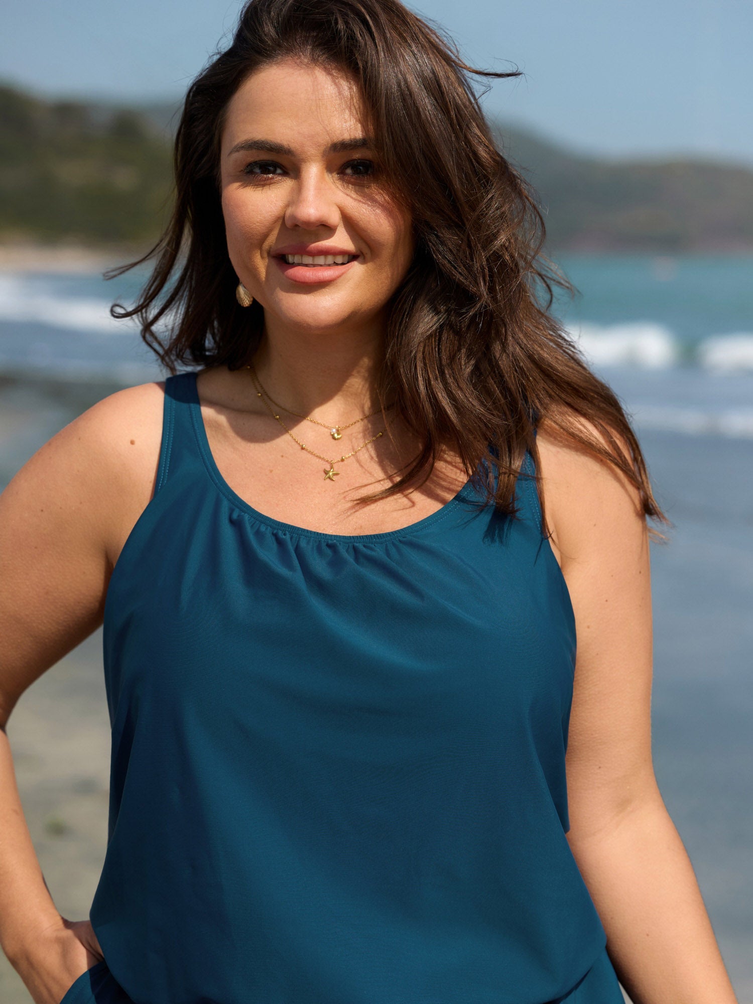 Shrink Pleat Pockets Swim Romper