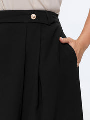 Waist Beaded Pleated Flowy Maxi Skirt