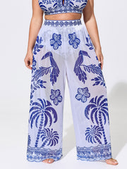 Sheer Pants Two-Piece Tropical Swim Bottoms