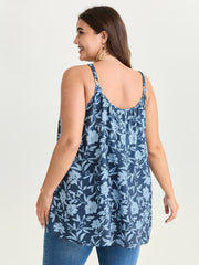 Fresh Floral Pleated Tank Top