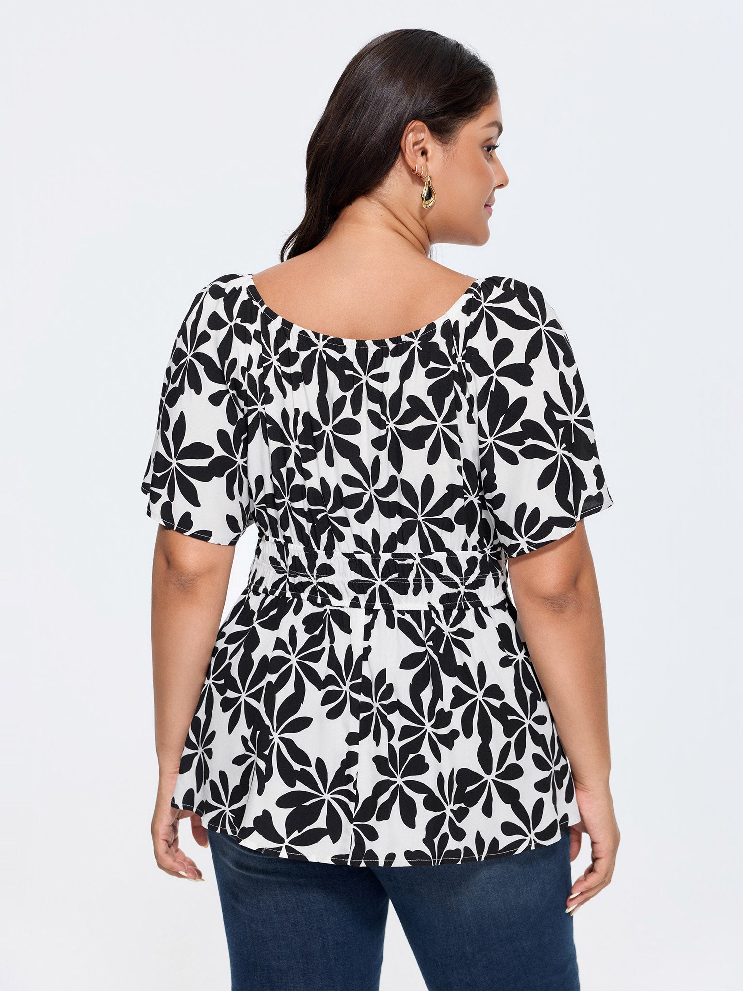 Floral Print Fit And Flare Blouse