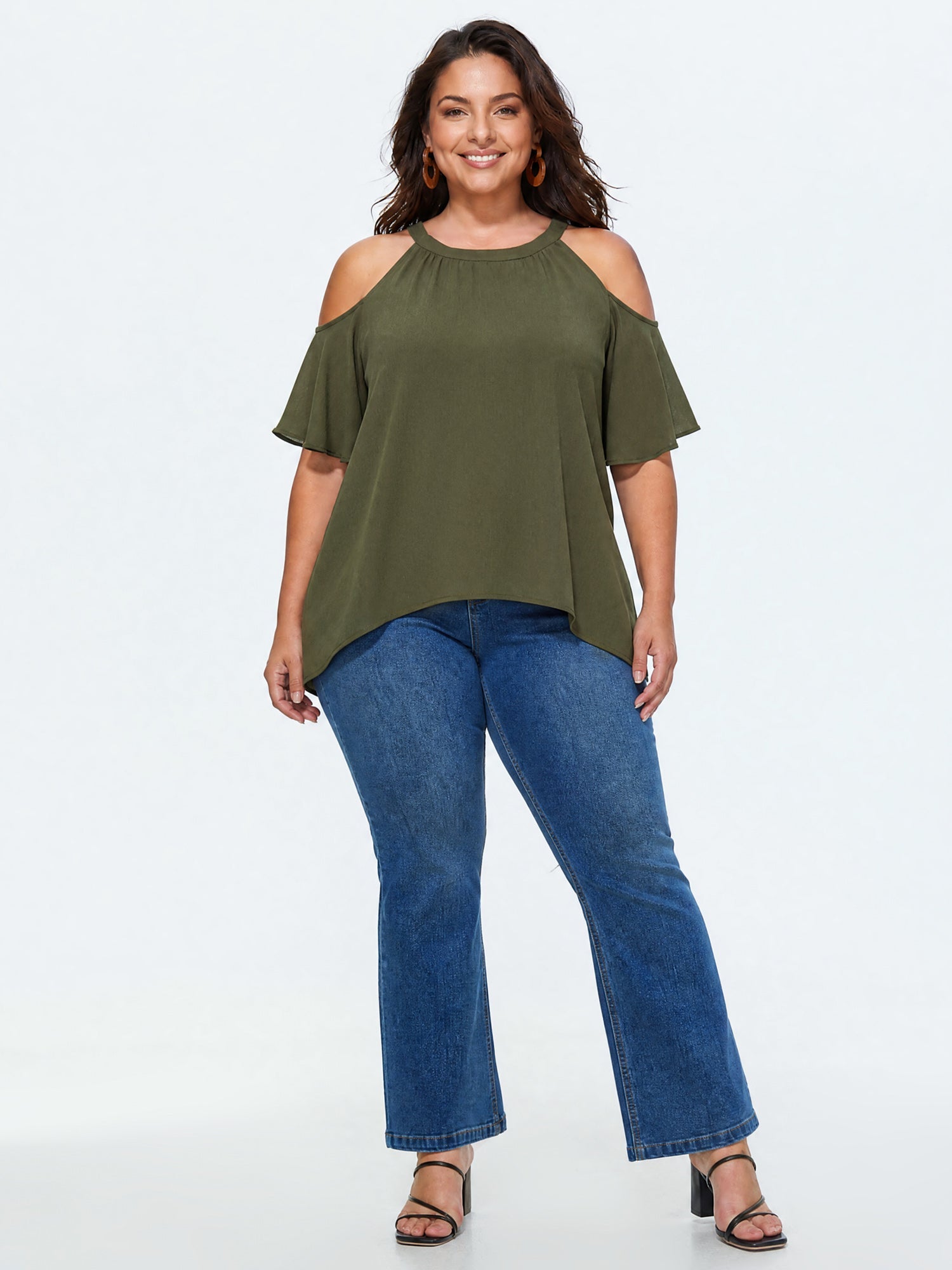 Cut-Out Shoulder Relaxed-Fit Blouse