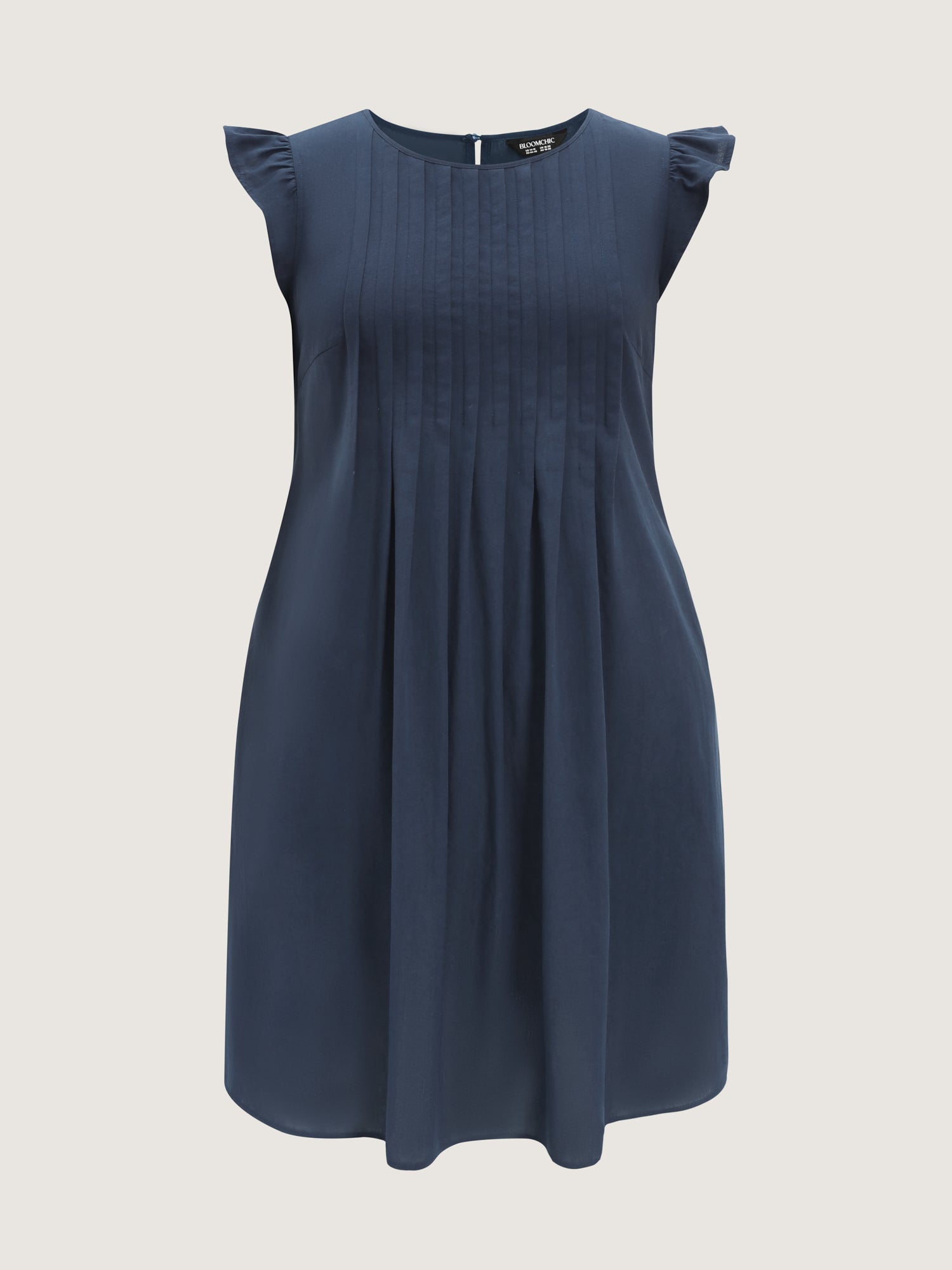 Cotton Flutter Sleeve Toothpick Pleat Mini Dress