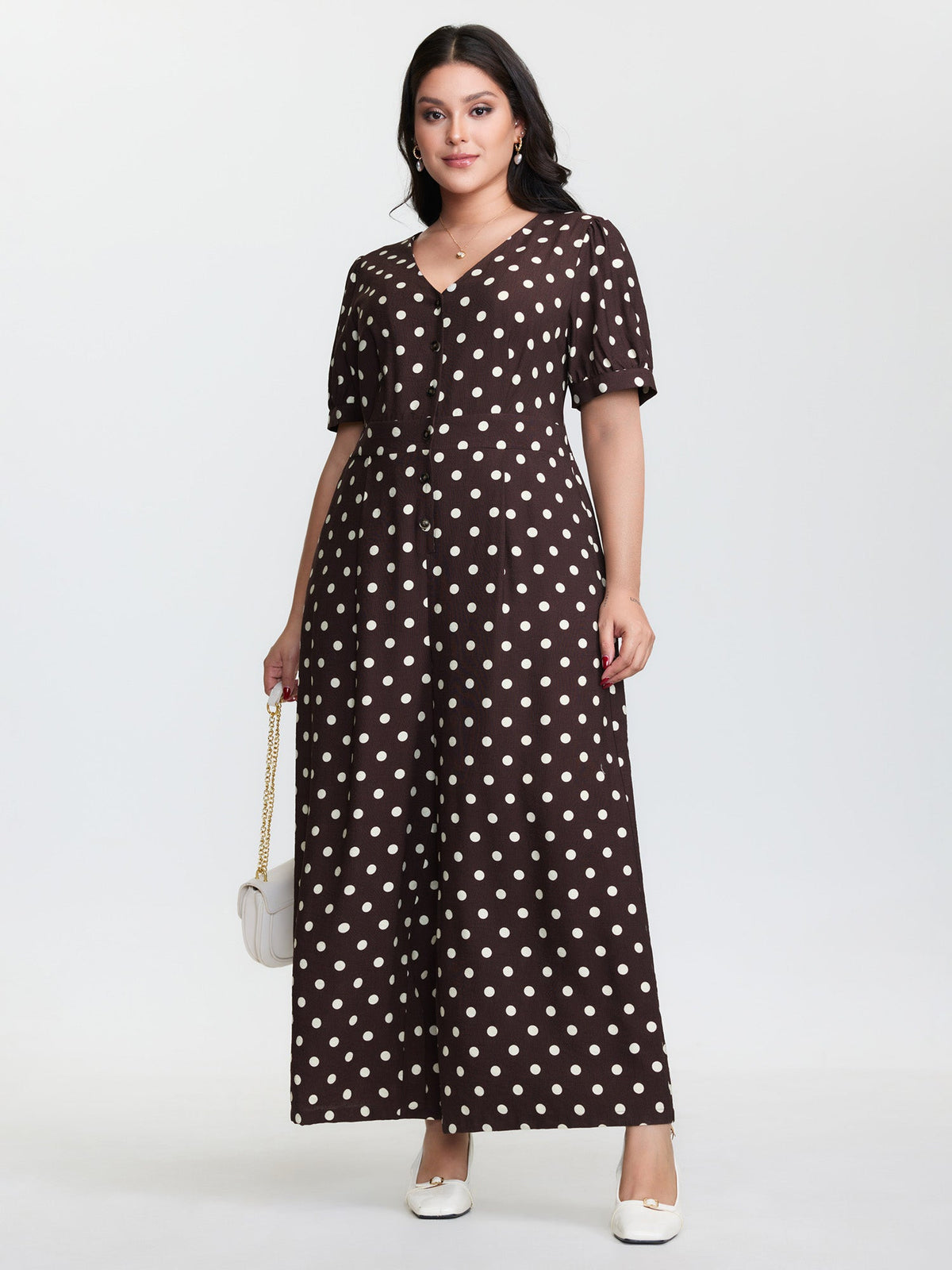 Retro Polka Dots Button Jumpsuit