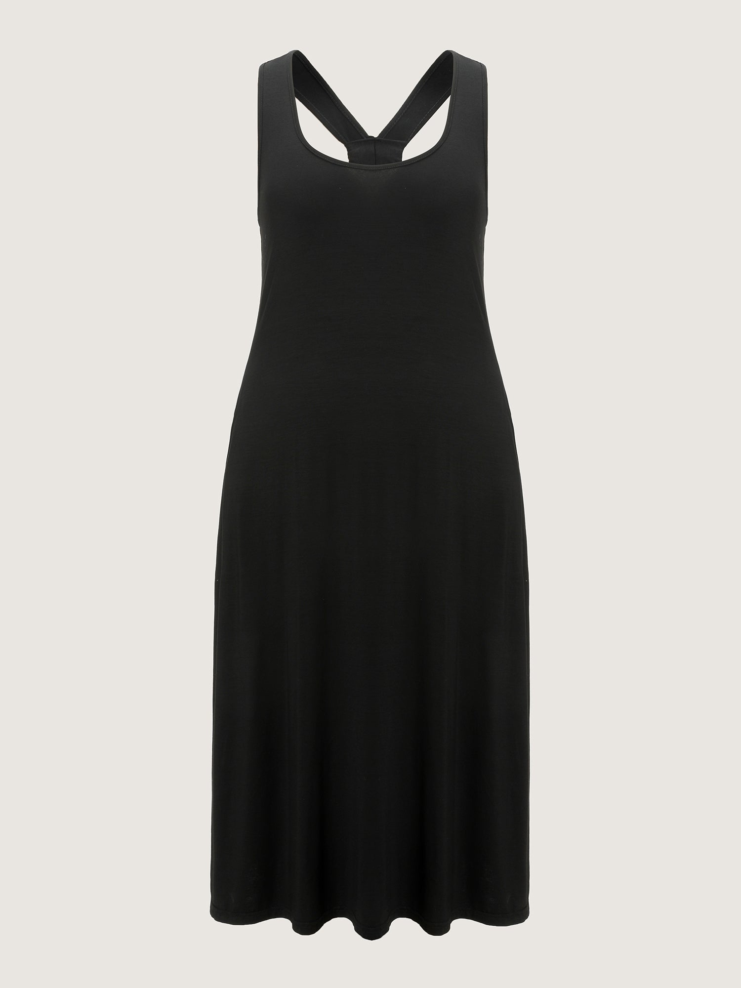 Supersoft Stretchy Wide-Straps Plain Maxi Dress