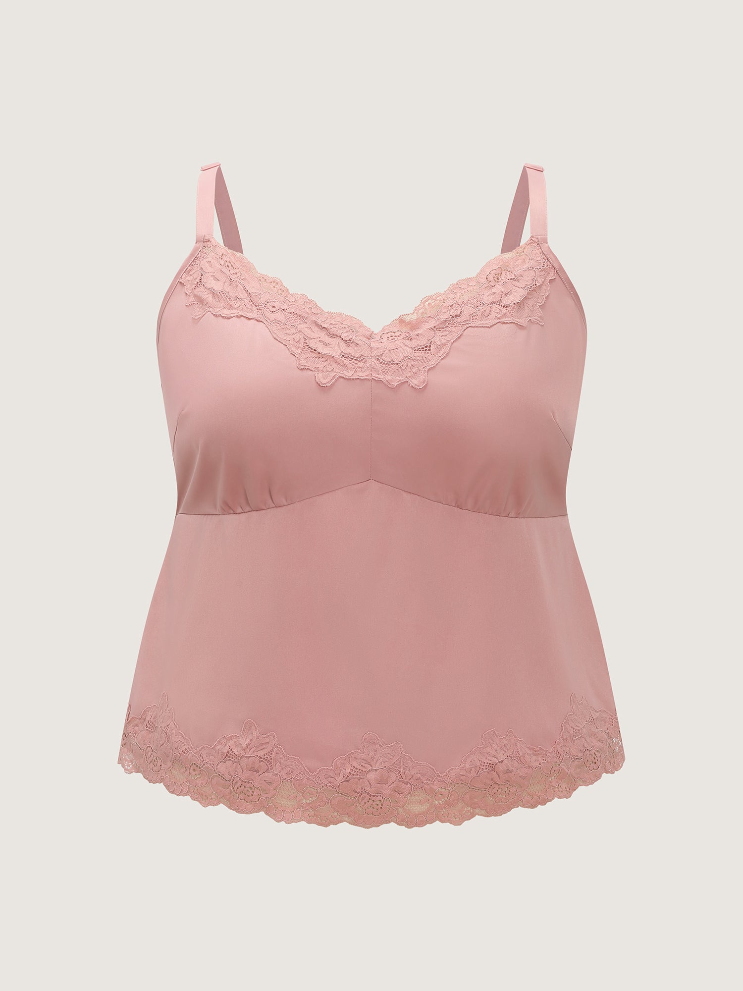 Satin Floral Lace Neckline Lounge Set