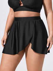 2 Piece Detachable Skirted Asymmetrical Hem Flowy Swim Bottoms