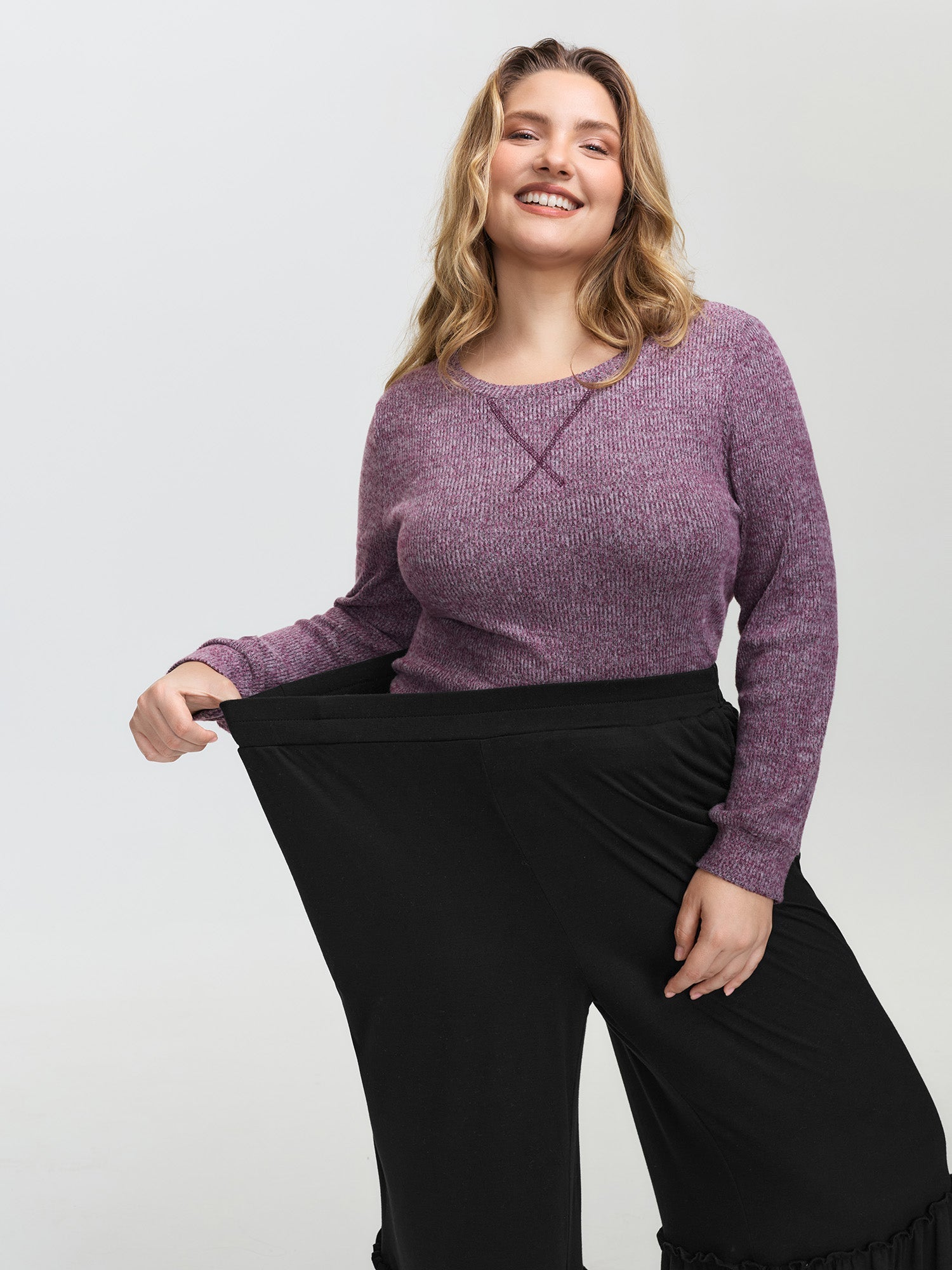 Stretchy Ruffled Hem Tiered Pants