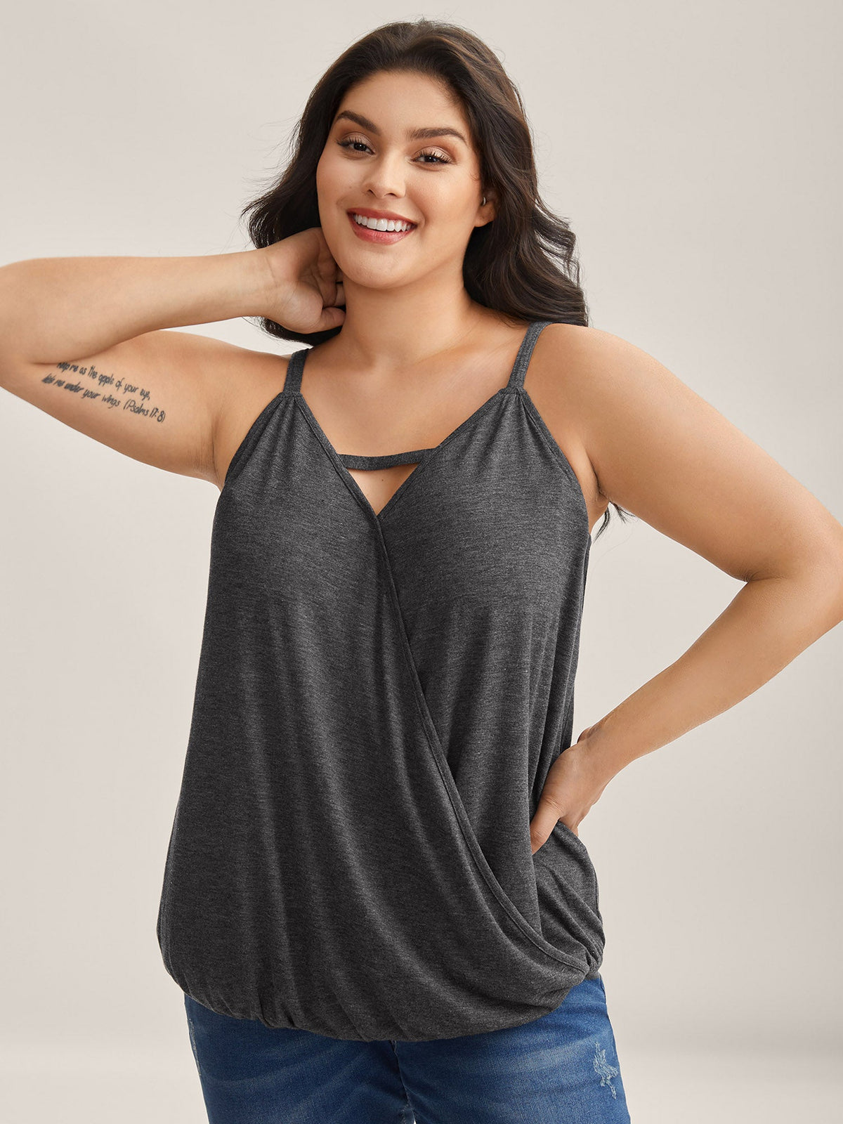 Supersoft Stretchy Neck Cut-Out Tank Top
