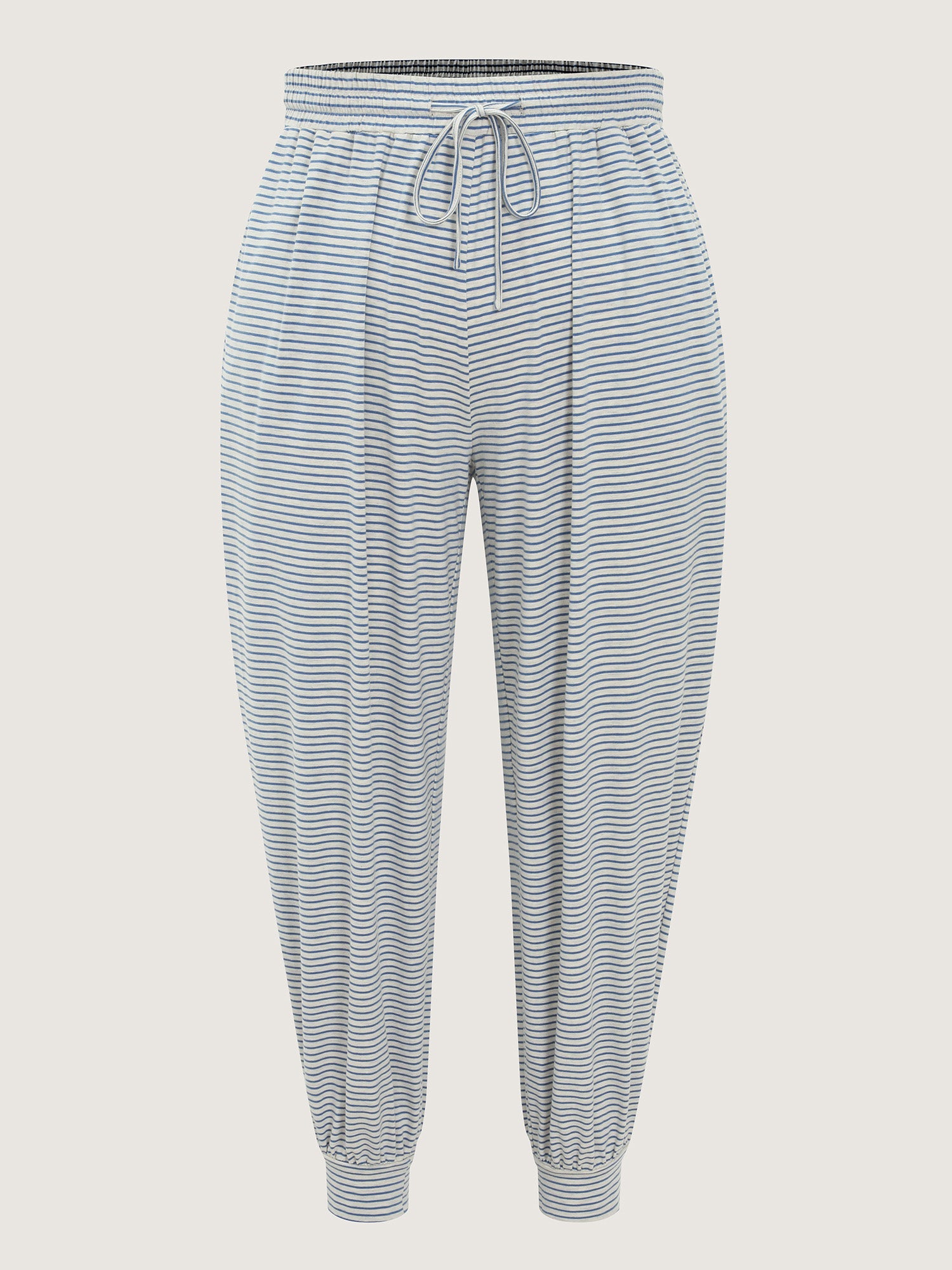 Cotton Stretchy Striped Print Pockets Lounge Bottoms