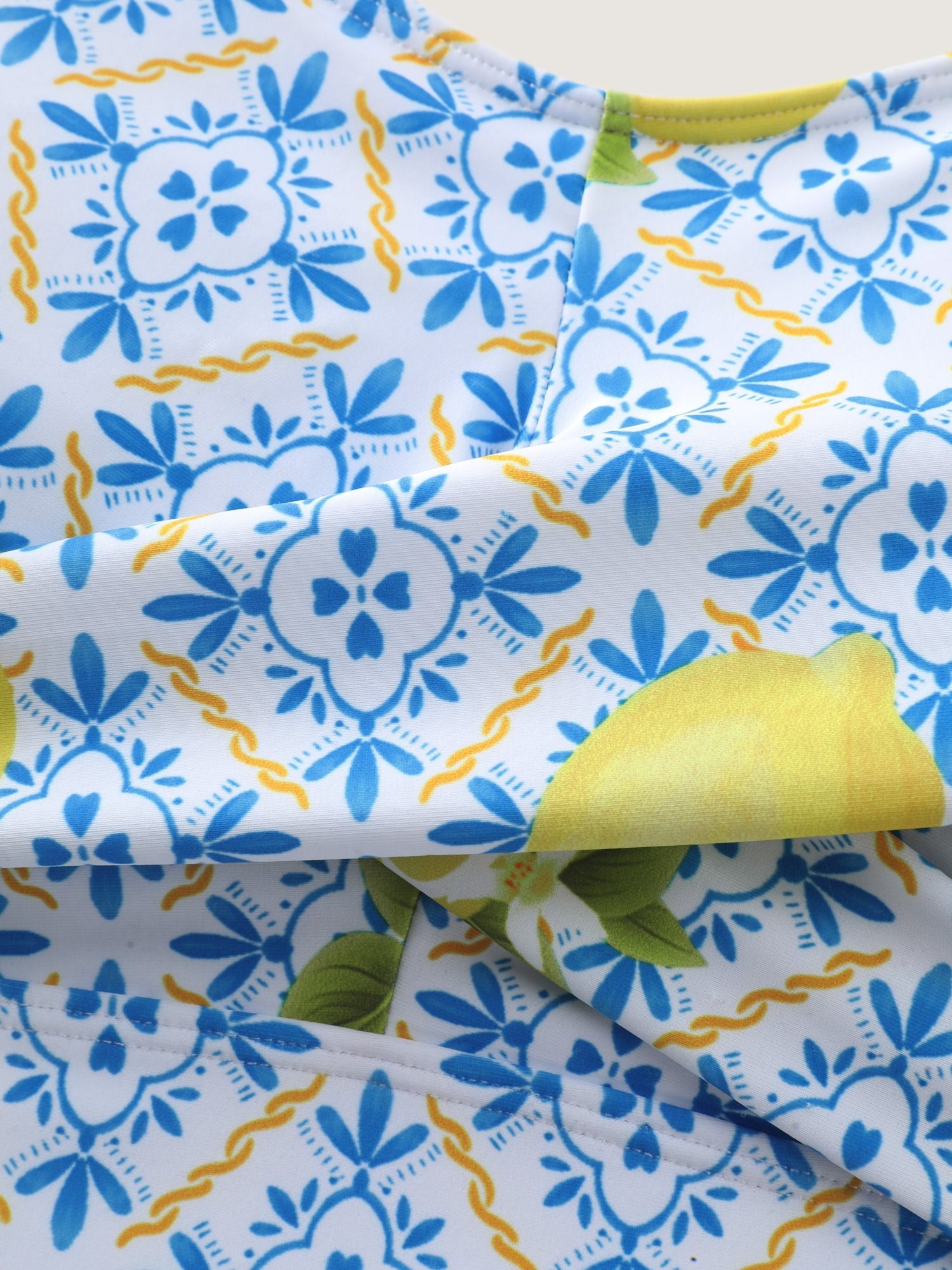 Anti-Float Ties Lemon Print Swim Dress
