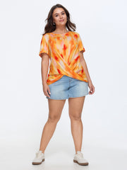 Cotton Gradient Blend Overlap Front T-Shirt