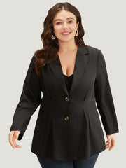 Suit Collar Button Up Plicated Detail Blazer