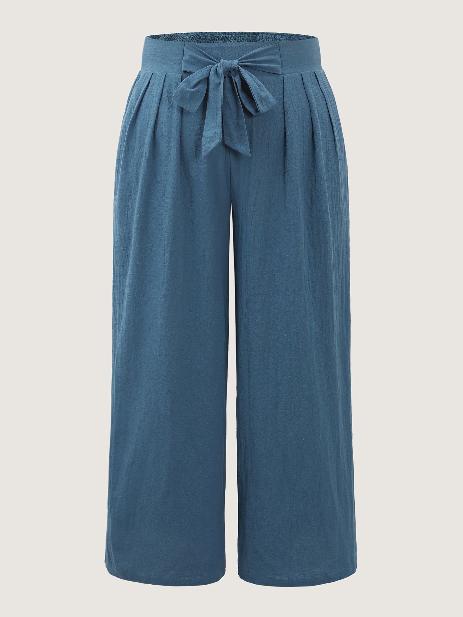 Pure Cotton Shirred Wide-Waistband Pants