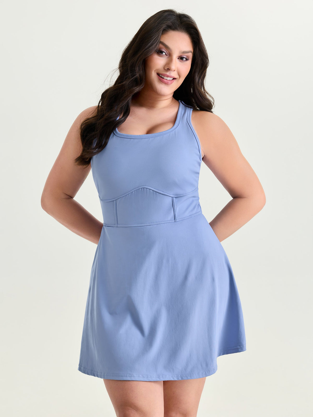Stretchy Sculpted Fit And Flare Pocket Mini Dress