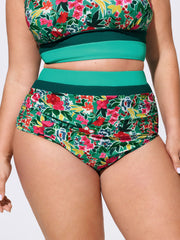 Floral Print Color Contrast Bikini Bottoms