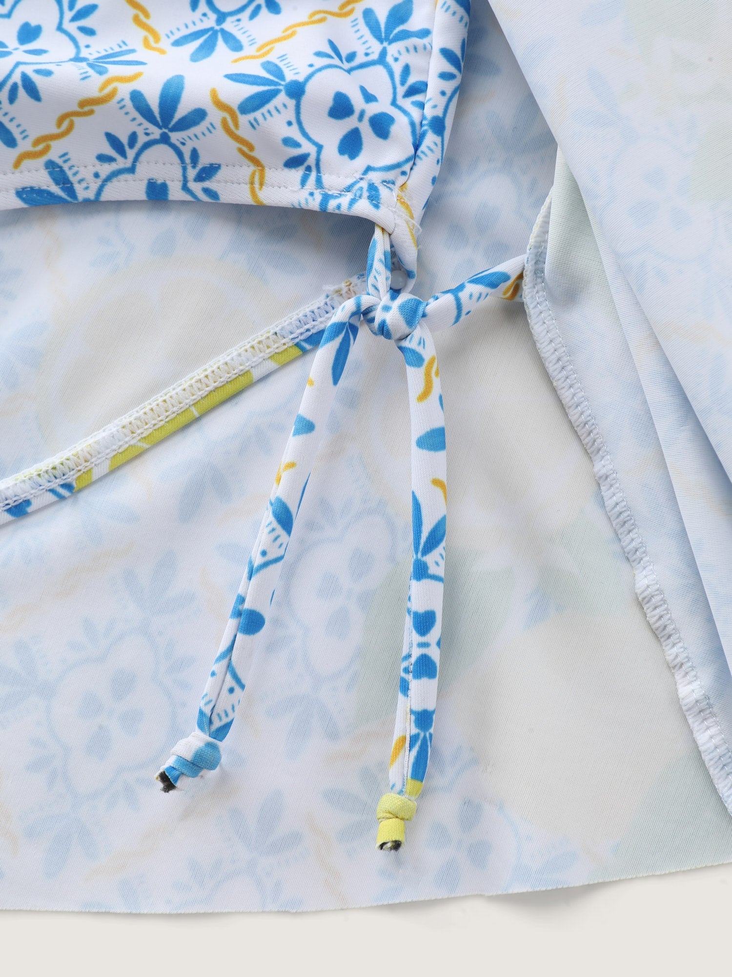 Anti-Float Ties Lemon Print Swim Dress