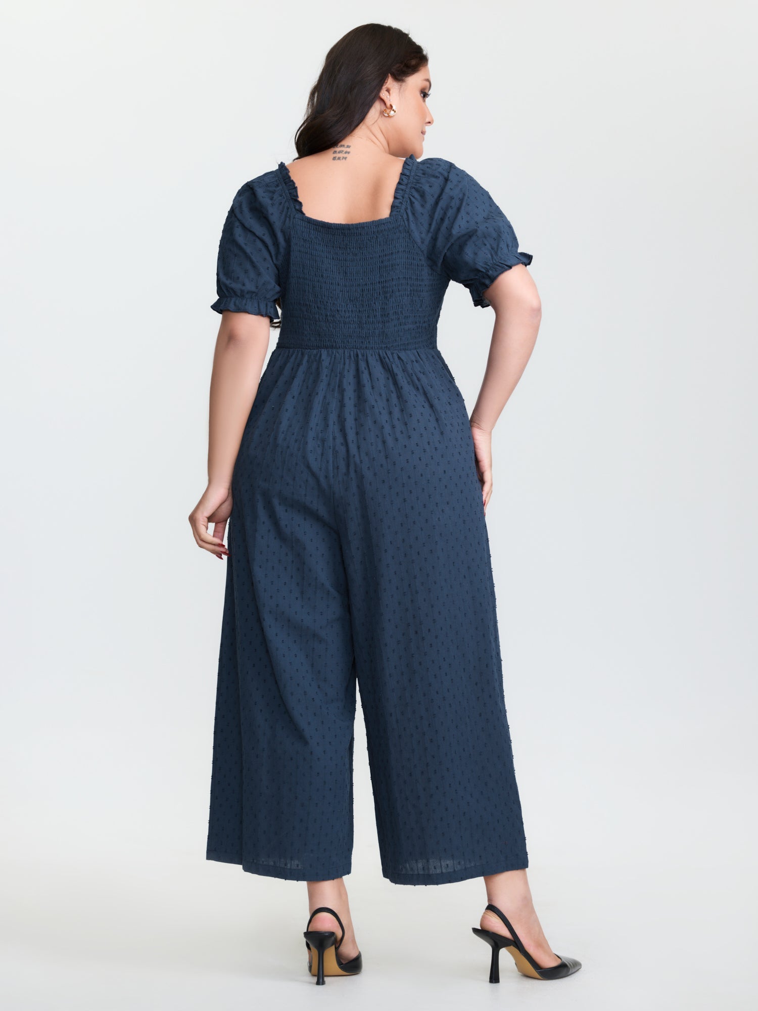 Pure Cotton Textured Pockets Jumpsuit