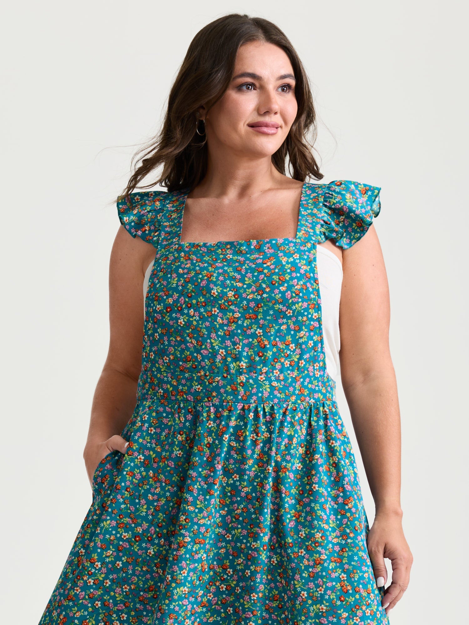 Vibrant Floral Print Open-Back Midi Dress