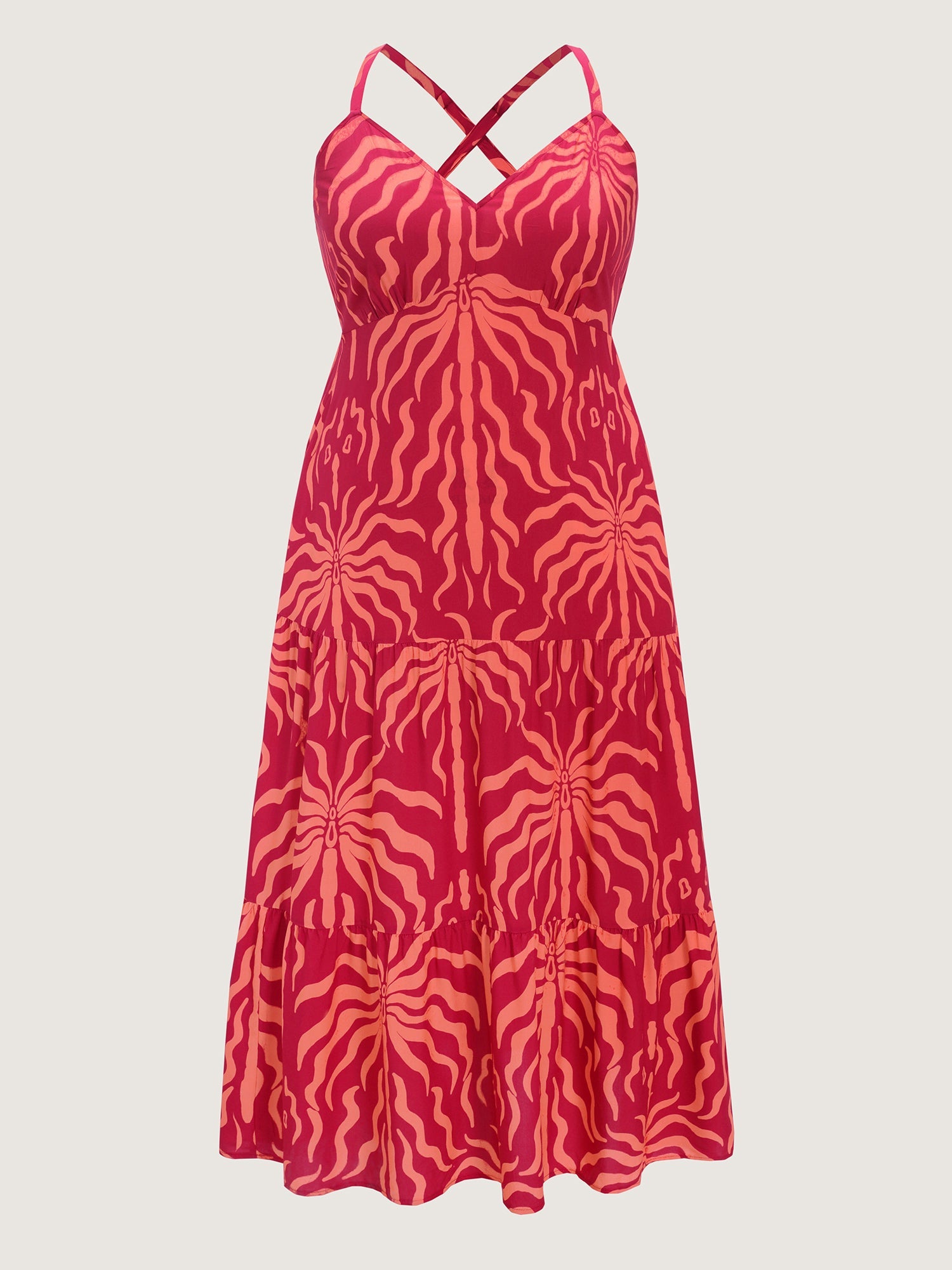 Tropical Breeze Print Stretchy Flowy Maxi Dress
