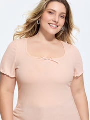 Ribbed Scoop Neckline T-Shirt