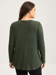 Half Zipper Flap Detail Pockets Knit Top