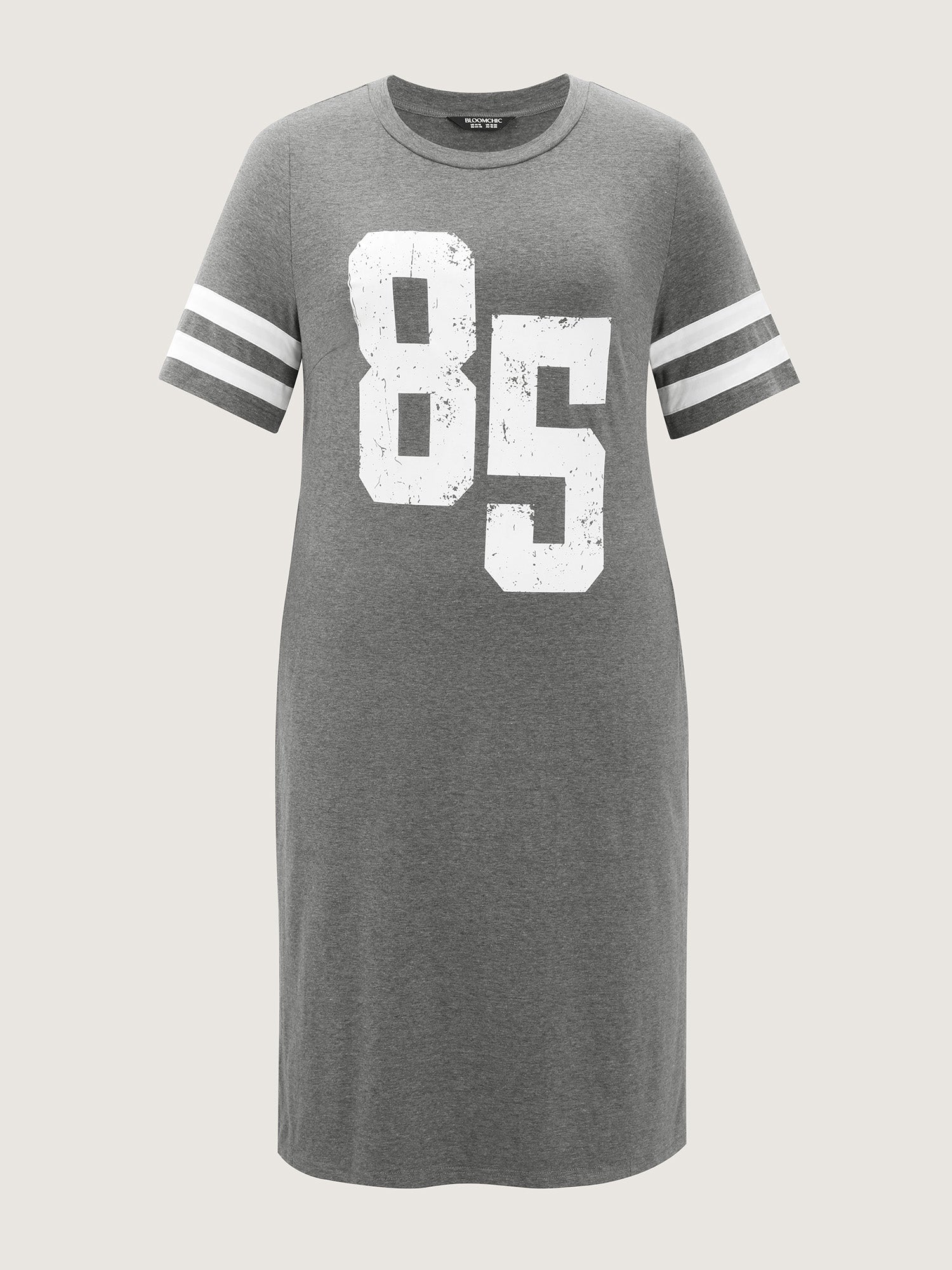 Supersoft Sporty Print Striped Sleeve Midi Dress