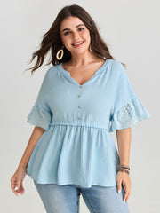 Cotton Ruffle Sleeve Babydoll T-Shirt