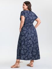 Floral Print Surplice Neck Mdii Dress