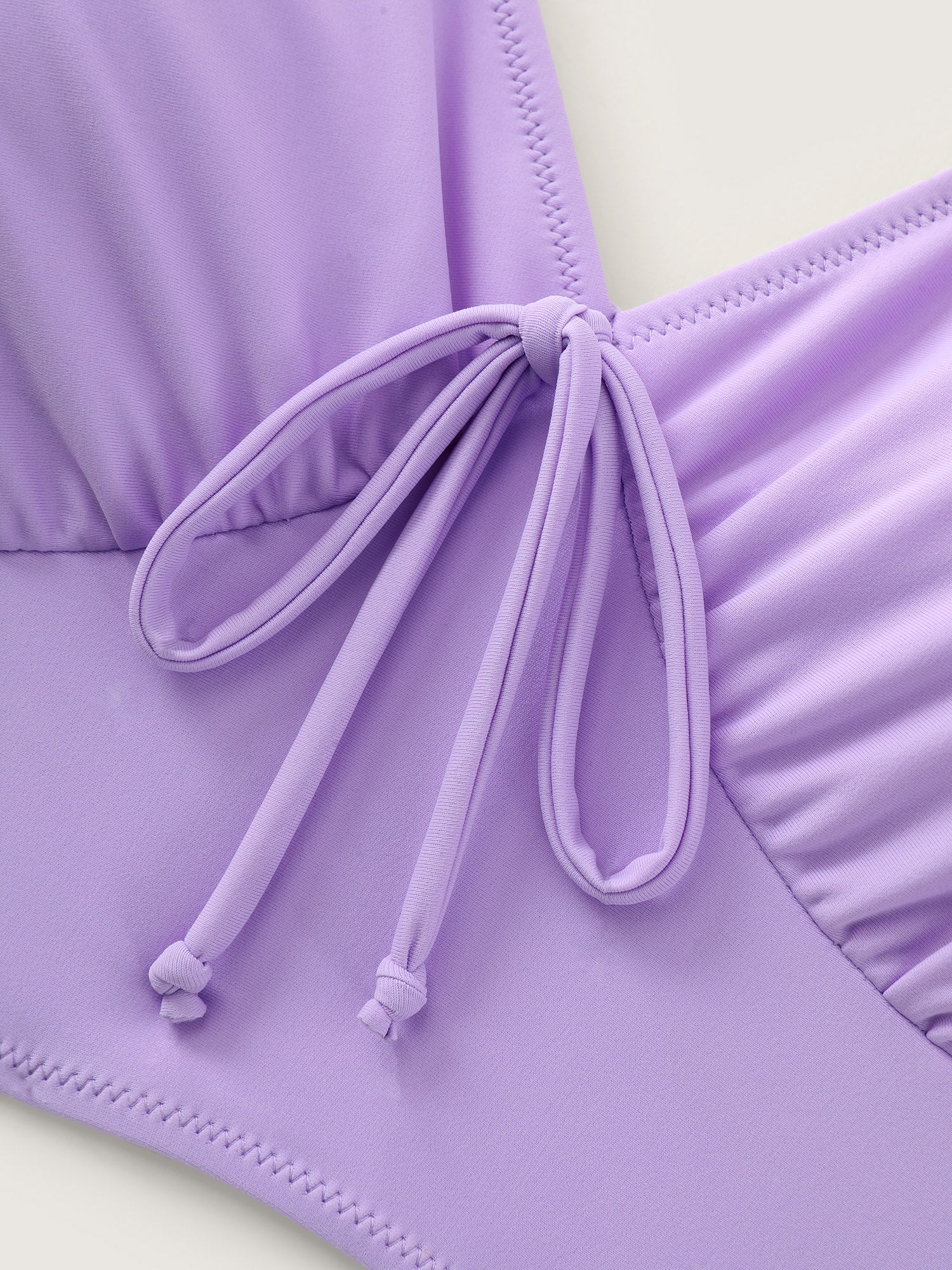 Bow-Tie V-Neck Plain Swim Top