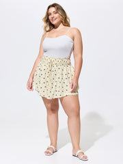 Geometric Print Wide Shirred Waist Skort