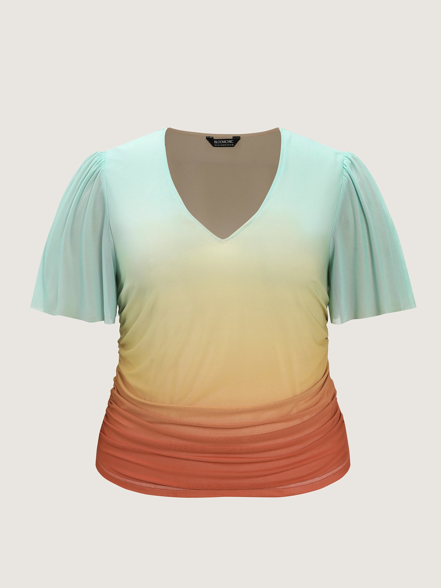 Gradient Ruched Hem Stretchy T-Shirt