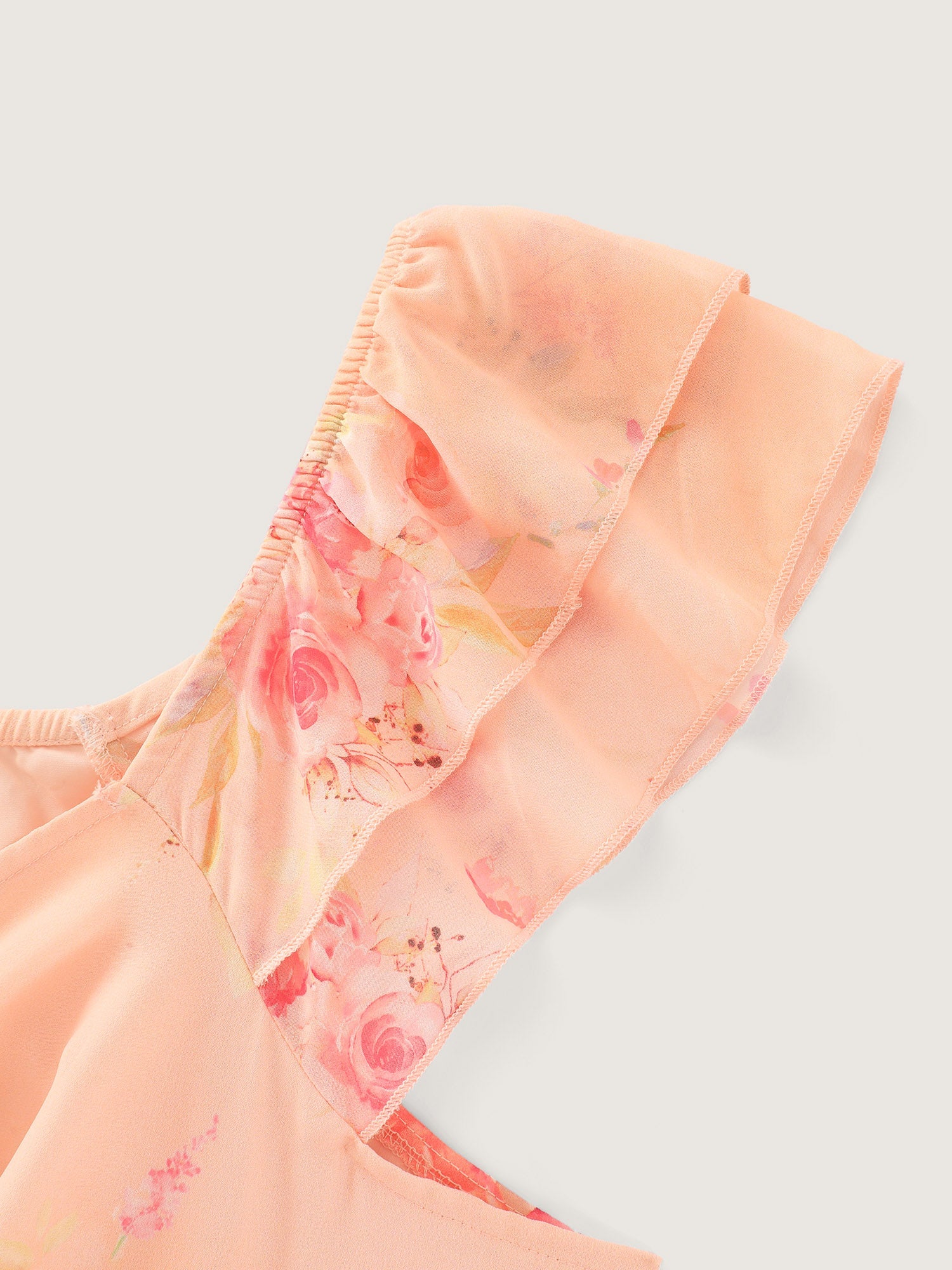 Floral Print Ruched Ruffled Maxi Dress