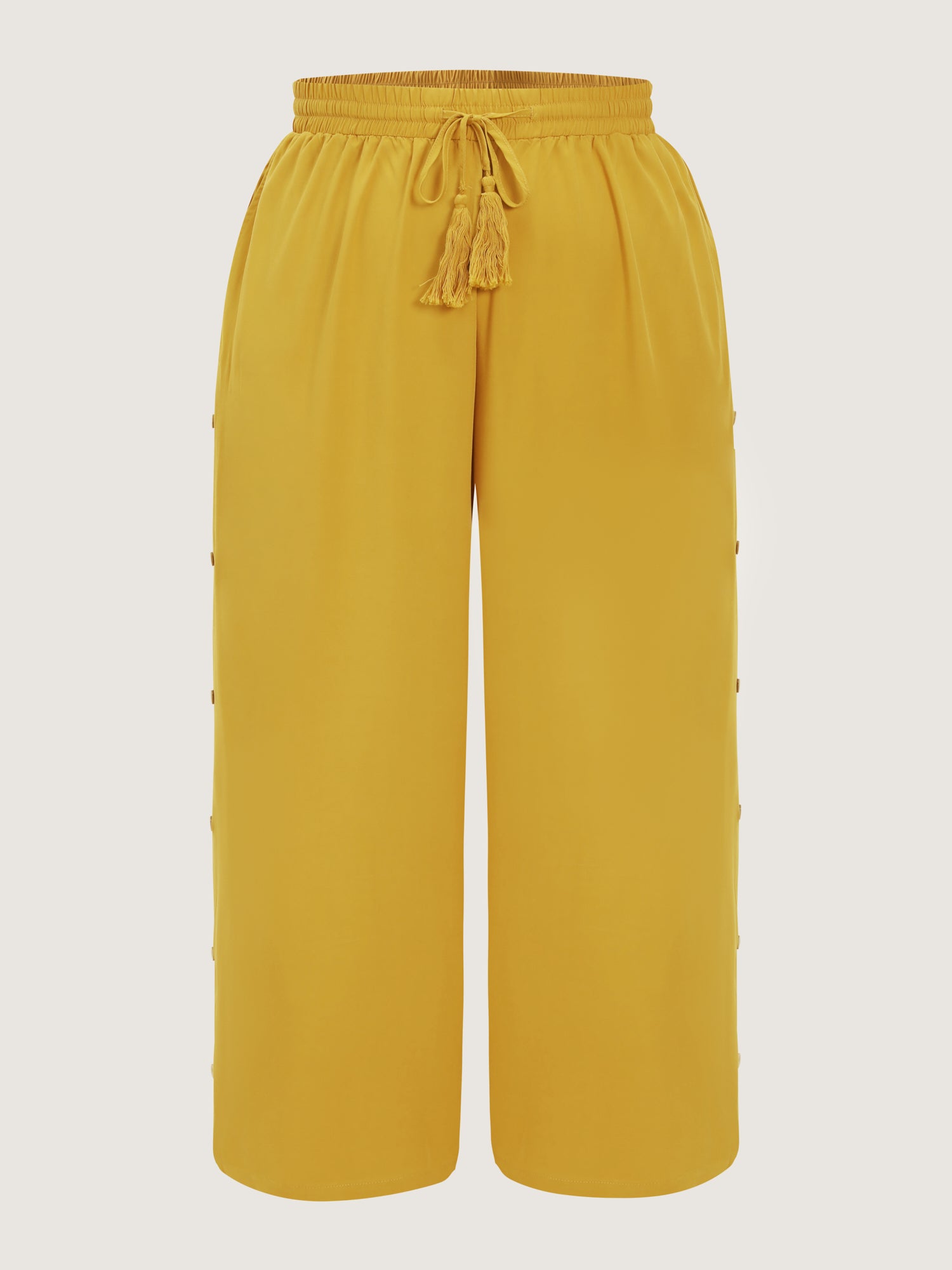 Drawstring Shirred Waist Plain Pants