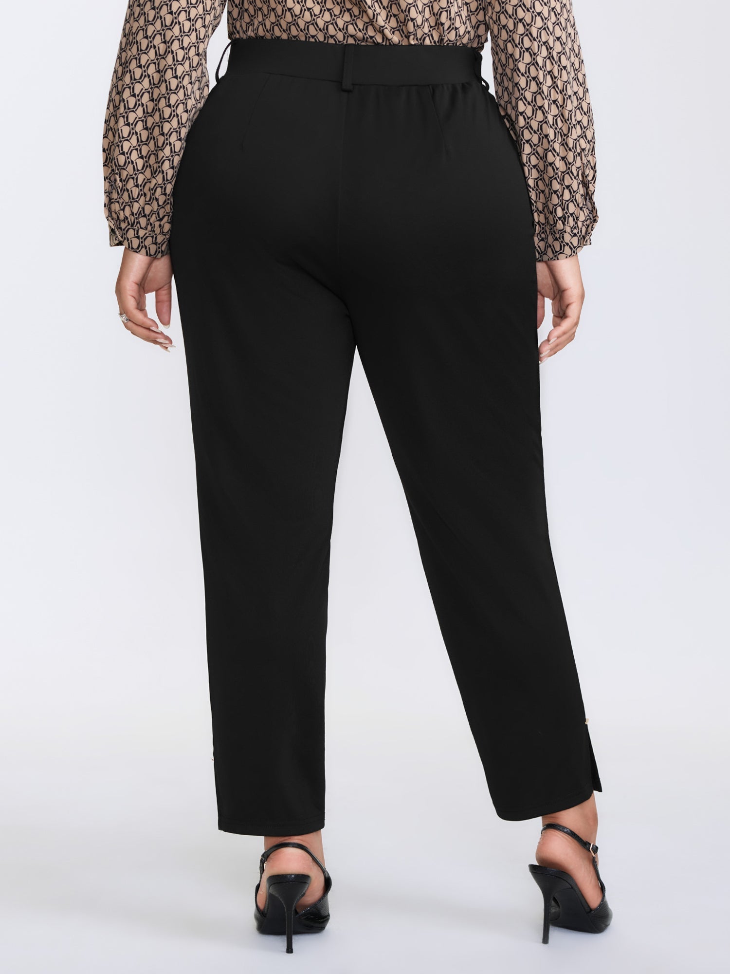 Zipper Front Pockets Straight-Leg Pants