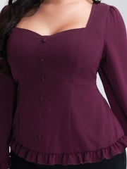 Back-Tie Sweetheart Neckline Ruffled Blouse